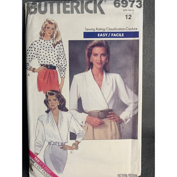 Butterick Misses Blouse Sewing Pattern sz 12 6973 - uncut - Picture 4 of 4
